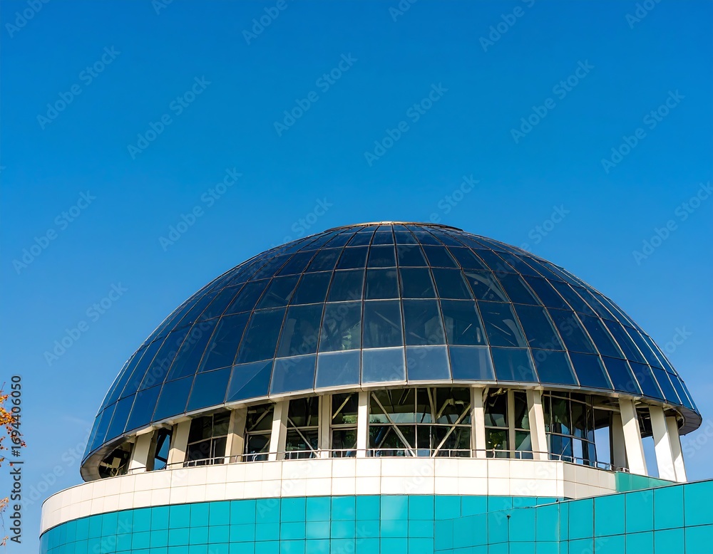 Obraz premium Modern glass dome atop a teal building
