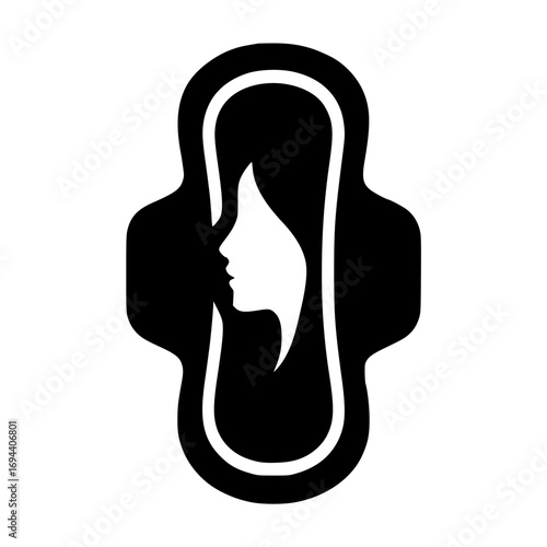 Women's Safety Pad Silhouette – Black SVG Minimal Icon, Single Element, Transparent Graphic