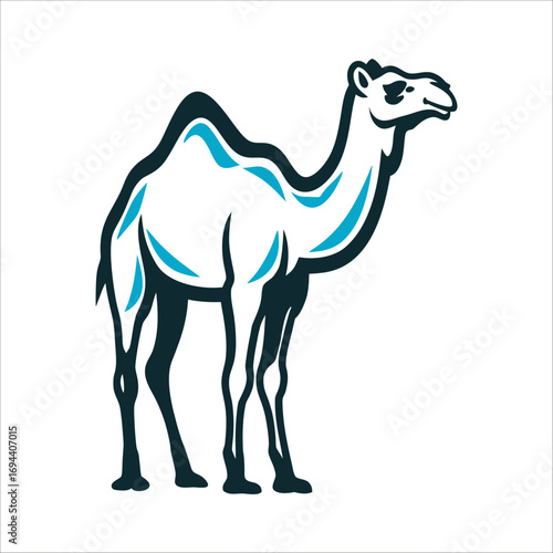 Stylized Camel Silhouette Illustration, Desert Animal Camel Market Festival Single humped camel silhouette in sandy beige simplified curves