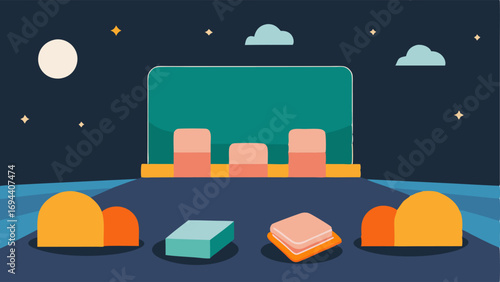 ChillOut Zone An illustration of a calming area inside the theater hall featuring soft cushions gentle lighting and a chalkboard with calming activities like Draw or Read.