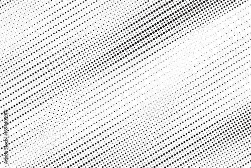 Halftone vector background. Monochrome halftone pattern. Abstract geometric dots background. Pop Art comic gradient black white texture. Design for presentation banner, poster, flyer, business card.	