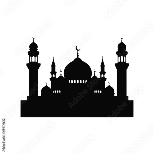 Islamic mosque silhouette architecture landmark religious symbol culture landmark vector