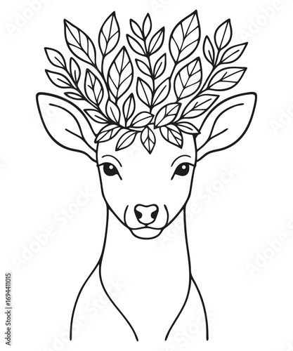 Vector illustration of dear isolated on white background. For kids coloring book.