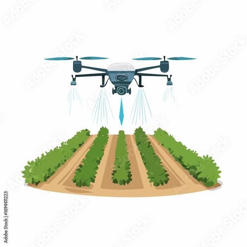 drone spraying crops in agricultural field smart farming technology