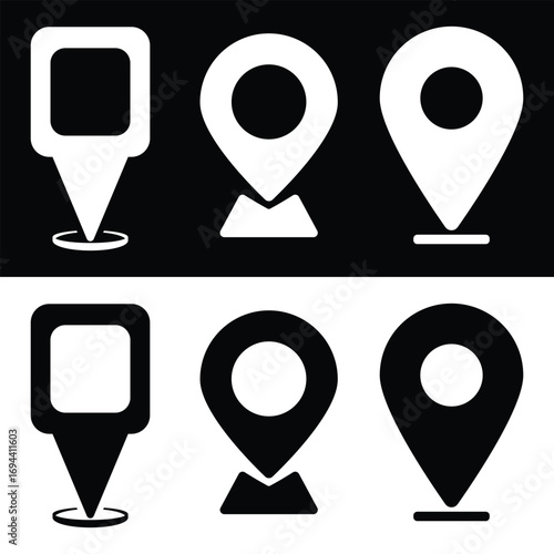 Location map pin icons set. Modern map marker collection. Pinpoint. GPS location symbol. Flat style vector.  Navigation map, location navigation icon, geo location point. eps 10