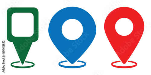 Location map pin icons set. Modern map marker collection. Pinpoint. GPS location symbol. Flat style vector.  Navigation map, location navigation icon, geo location point. eps 10