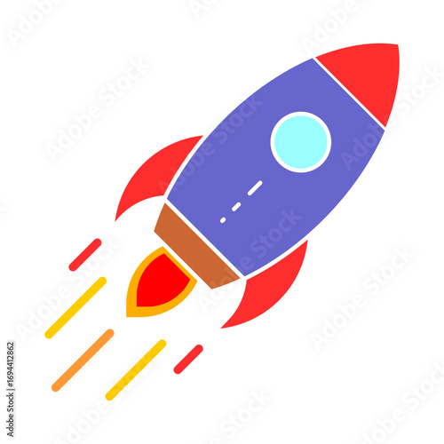 rocket ship illustration with fire 