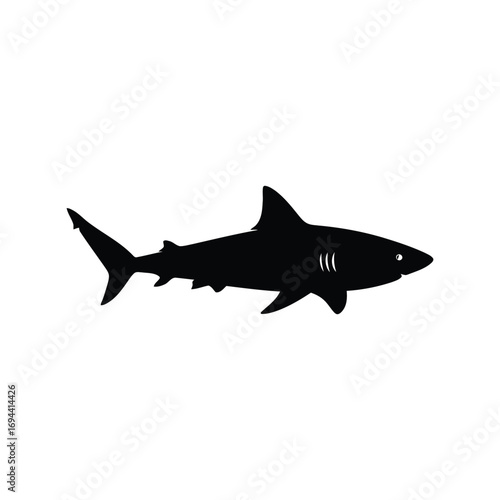 Dynamic shark silhouette vector illustration ocean predator wild animal vector