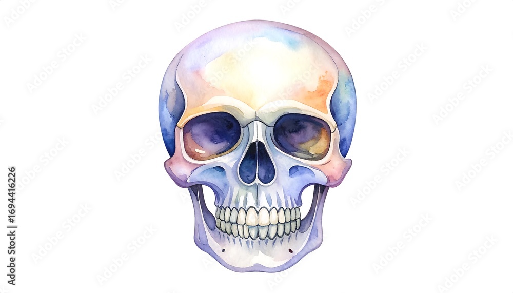 Fototapeta premium Colorful watercolor skull illustration