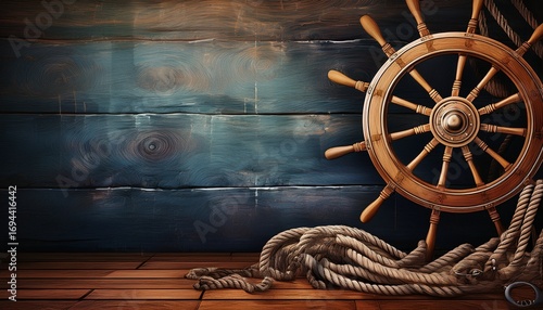 nautical theme textural antique background content slide wooden ship rustic wood planks captains wheel nets rope create a western or pirate theme concept wallpaper desktop