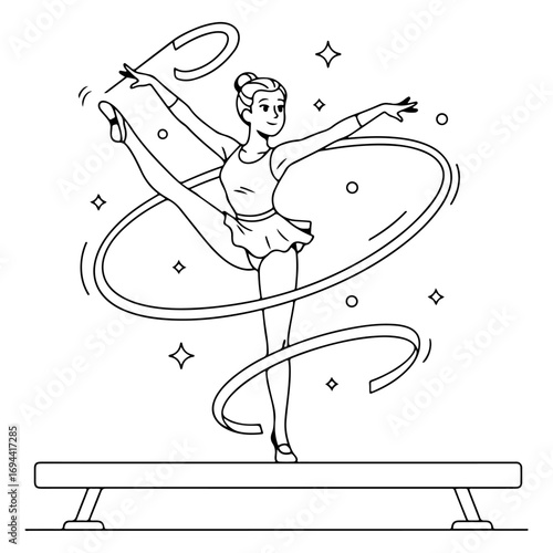 Rhythmic Gymnastics Vector: Great illustration for sports, fitness and healthcare content. This drawing is perfect for posters, t-shirt designs and graphics.