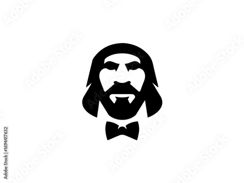 Spooky Dracula silhouette with fangs and bow tie, perfect for Halloween and horror themes