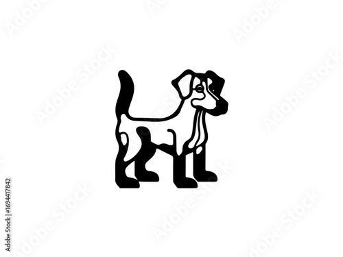 Playful dog silhouette standing ready to play, perfect for pet services and branding