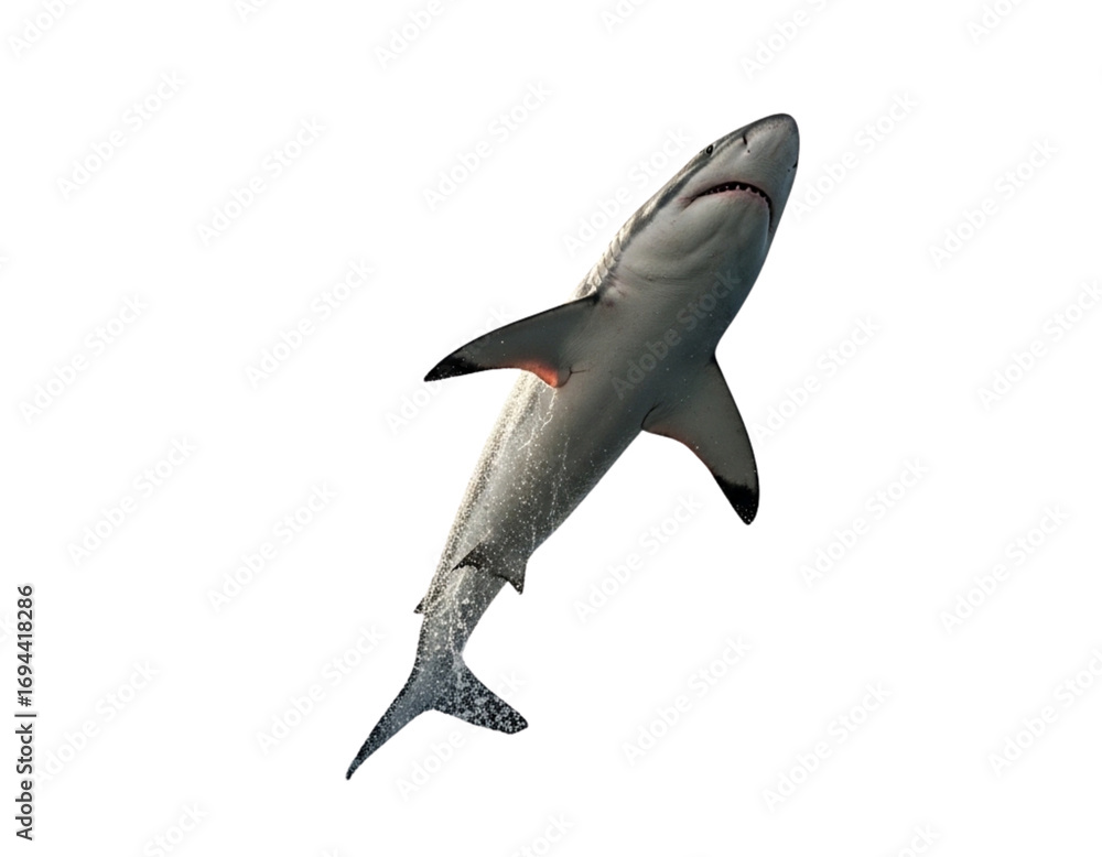 Fototapeta premium Fierce Shark Breaching Water with Splash Effect