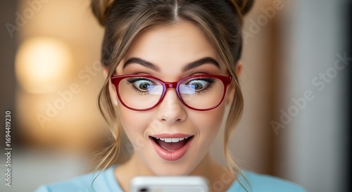 Woman Shocked by Phone News.