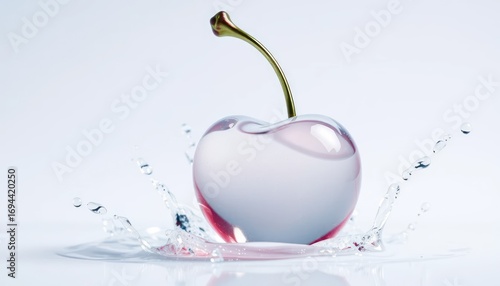 Minimalist Cherry with Water Splash Art