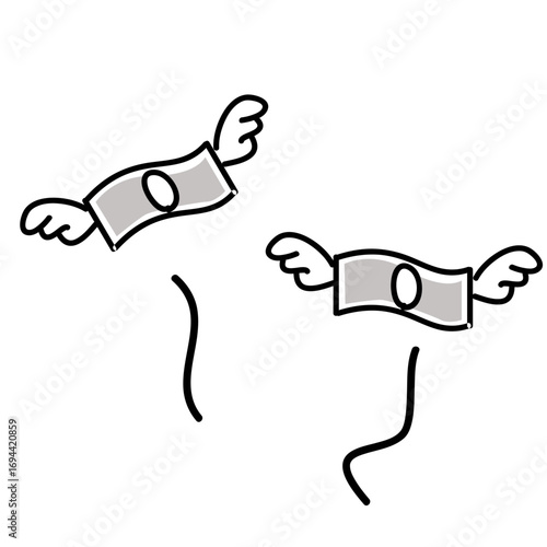 Illustration of banknotes flying away