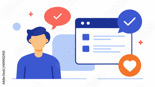 Feedback Interface An illustration of a user providing feedback on a social media post via a comment section that includes a Report Accessibility Issue button showing the
