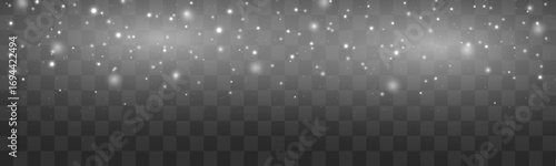 Light snowfall sparkles softly with glowing particles scattered across a clear background. The gentle shimmer evokes a magical winter atmosphere.