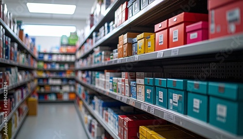 Wallpaper Mural medical supply room, boxes arranged in perfect alignment on wire shelves Torontodigital.ca
