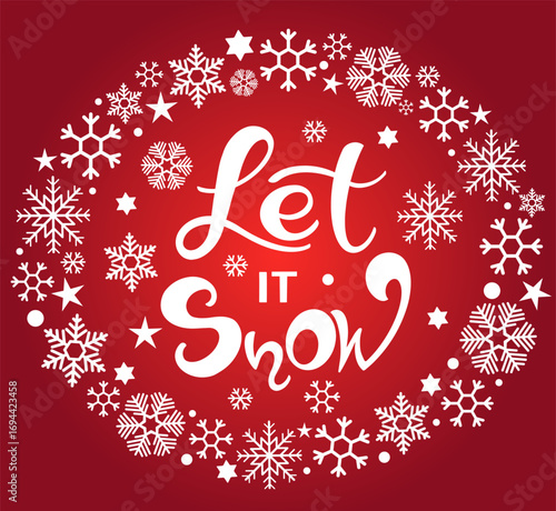 Vector calligraphy. Hand lettering Let it snow for a poster or postcard	