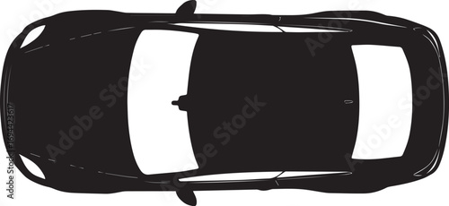 Top view car silhouette from overhead photograph