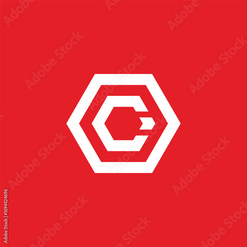 Initial Letter C Geometric Hexagon Logo Design Vector Template