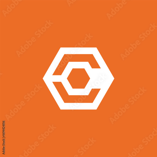 Initial Letter C Geometric Hexagon Logo Design Vector Template