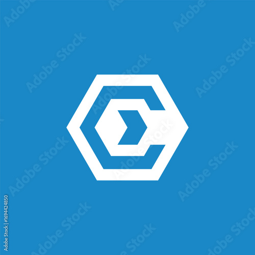 Initial Letter C Geometric Hexagon Logo Design Vector Template