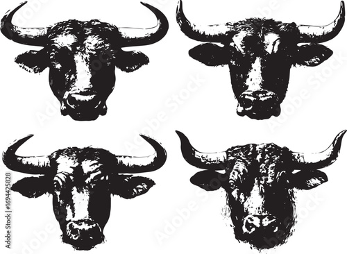 Abstract geometric bull head silhouette design
