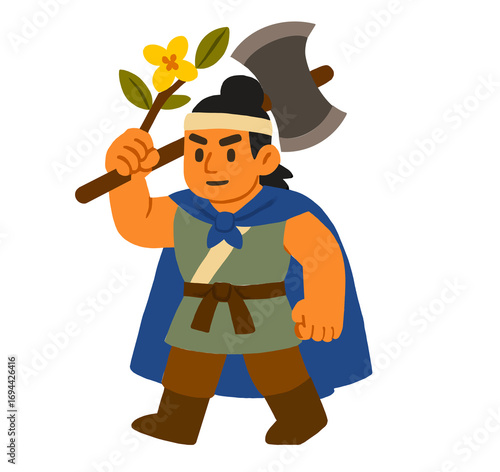 Mid-Autumn Festival myth, Wu Gang chopping down osmanthus trees with an axe