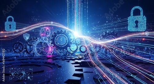 Cyber security gears network.
