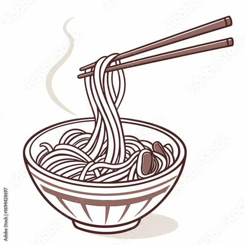 Delicious steaming hot ramen noodles being enjoyed with chopsticks from a traditional bowl, a classic Asian culinary experience