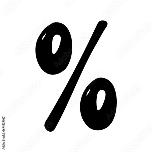 Percentage sign in bold black on a white background for sales