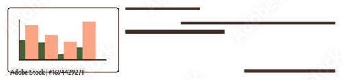 Bar chart showing comparative data with annotated lines, emphasizing growth and performance trends. Ideal for analytics, business, growth, statistics, strategy, trends education. Simple flat
