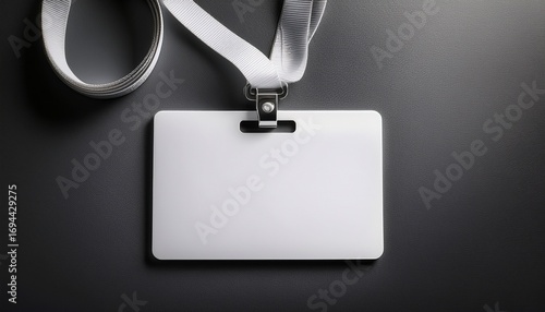 blank white id card mockup with lanyard perfect for showcasing your design or logo
