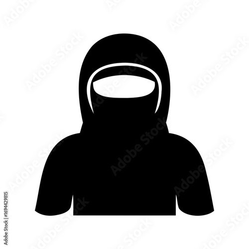 Silhouette image portraying a person wearing a burqa a full body covering