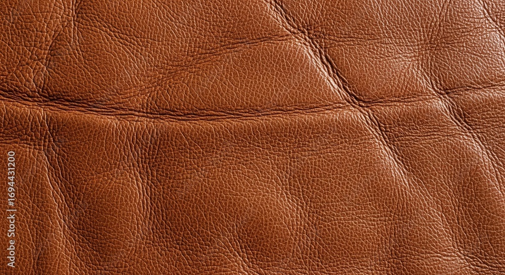 Fototapeta premium Luxurious Brown Leather Texture with Natural Grain and Soft Wrinkles