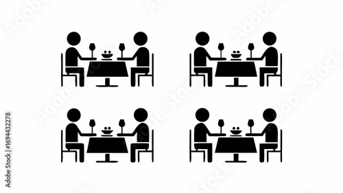 Dining experience with friends, vector illustration of people at dinner table, celebrating together