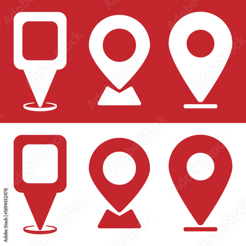 Location map pin icons set. Modern map marker collection. Pinpoint. GPS location symbol. Flat style vector.  Navigation map, location navigation icon, geo location point. eps 10