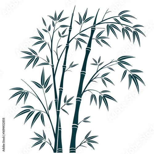 Elegant Bamboo Stalks and Leaves Vector Illustration