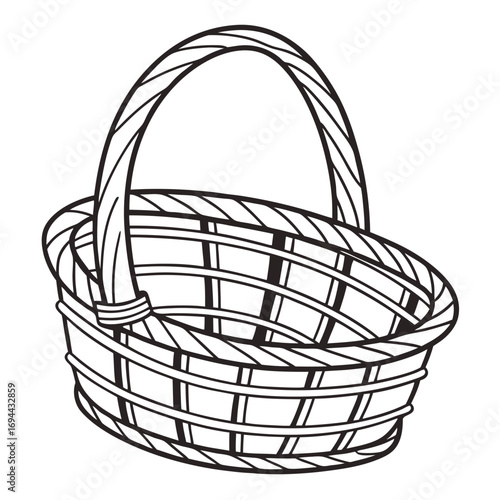 Empty Basket Illustration - Weaved Design for Storage and Crafts