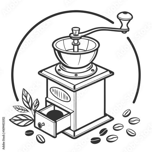 Artisanal Hand Crank Coffee Mill for Freshly Ground Aromatic Brew