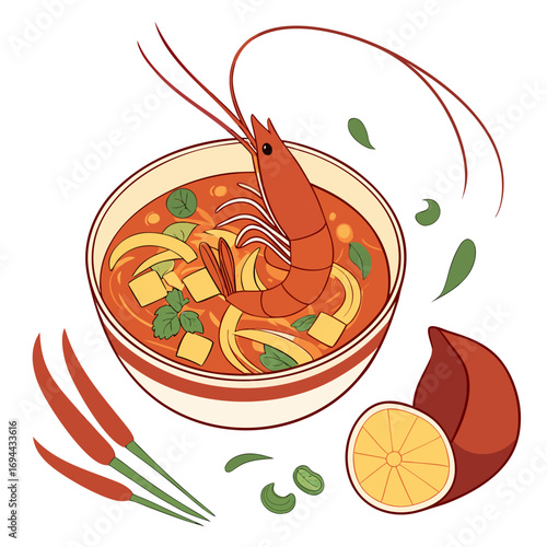 Delicious Tom Yum Soup Illustration A Vibrant and Flavorful Culinary Delight