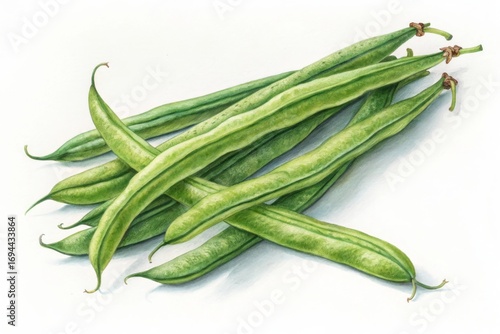 Watercolor green beans pile vegetable food
