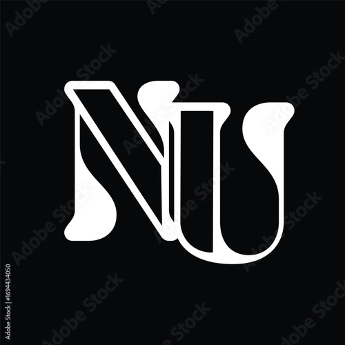 Initial letter NU logo design 
