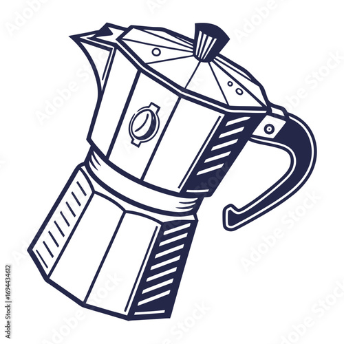Italian Coffee Maker Illustration Perfect for Cafe and Beverage Designs