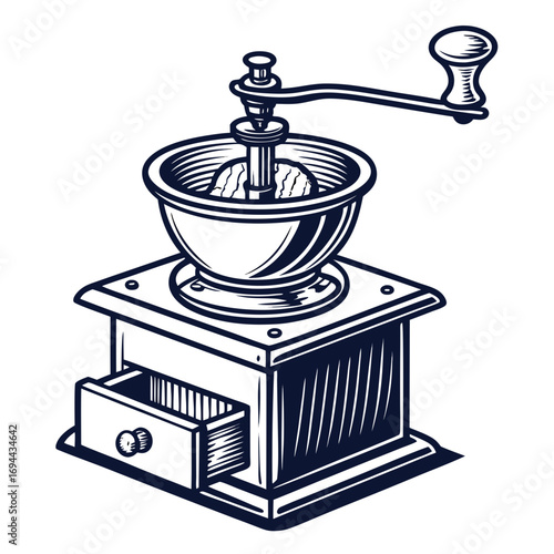 Vintage Coffee Grinder Illustration