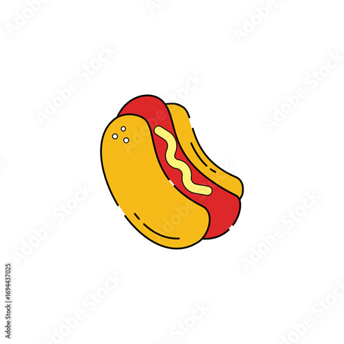 Icon Fast Food Hot Dog in Linear Vector Illustration Isolated Design