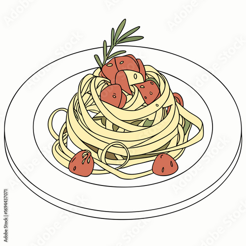 Delicious Pasta Dish with Tomato and Rosemary A Culinary Illustration